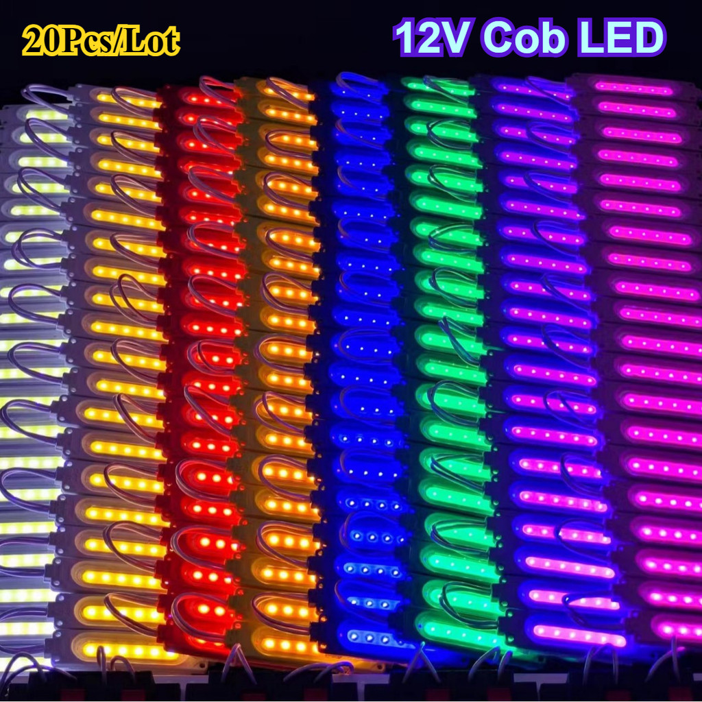 20 ชิ้น/ล็อต 12V Multicolor LED โมดูล COB Light สําหรับ Backlight Shop แบนเนอร์ตกแต่งคริสต์มาส Warm สีขาวสีชมพู IP65 กันน้ํา