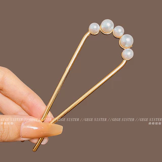 ใหม่สไตล์จีน Red Rose U-Shaped Hairpin หญิงกลับหัว Hairpin Handy เครื่องมือ Ball Hairpin ปีใหม่ Headdress