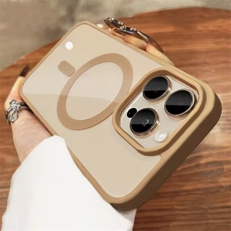 Desert Gold ชาร์จแม่เหล็กสําหรับ iPhone 16 Pro Max 11 12 13 14 15 Pro Max 16 15 14 Plus ปลอกโปร่งใสซิลิโคนอ่อนนุ่มกันกระแทก Anti Drop PC ฝาหลัง