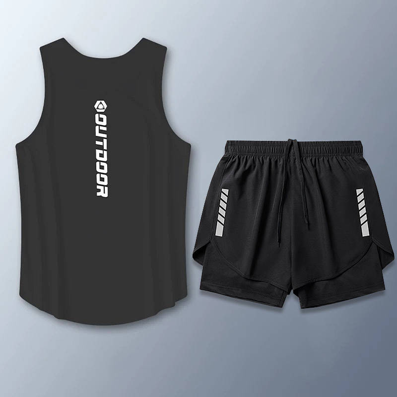 Fitness Vest Men's Basketball Running Summer Sports Quick-Drying Top Ice Silk Training Sleeveless Top Morning Running Breathable T-shirt Wr7E