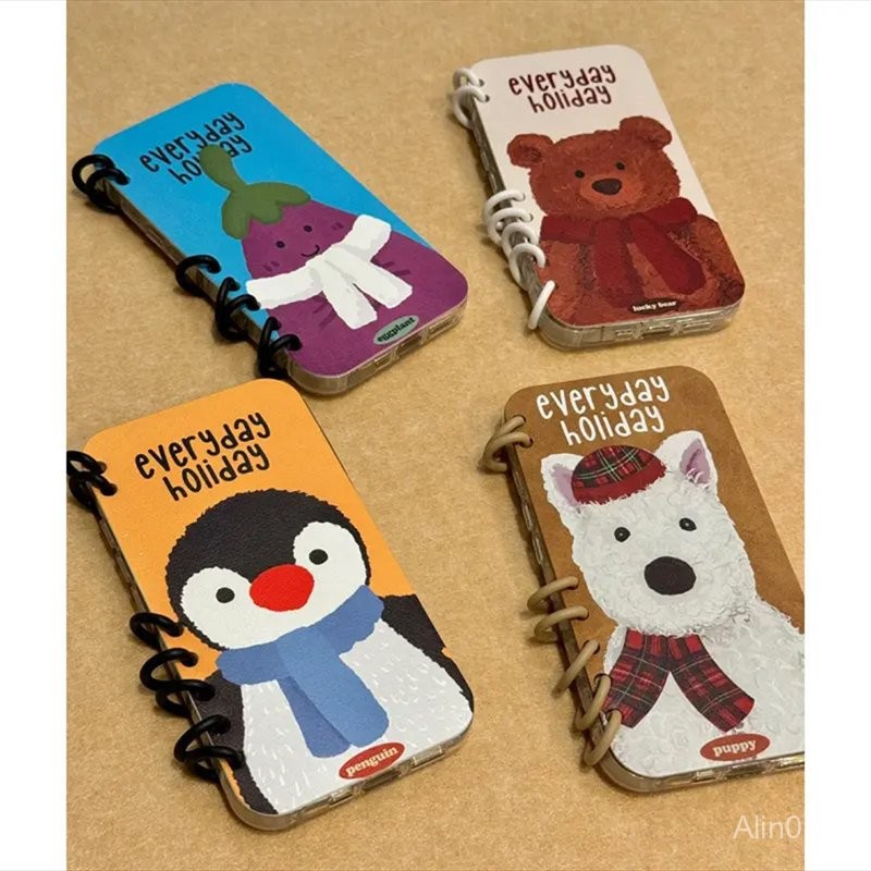 เคสโทรศัพท์สำหรับ iPhone 11 12 13 14 15 16 Pro Max PLUS ผ้าพันคอสัตว์น่ารักพลิกโน๊ตบุ๊คเคสนิ่มหุ้มทั้งเครื่องกันกระแทกกันกระแทกเคส g7x3