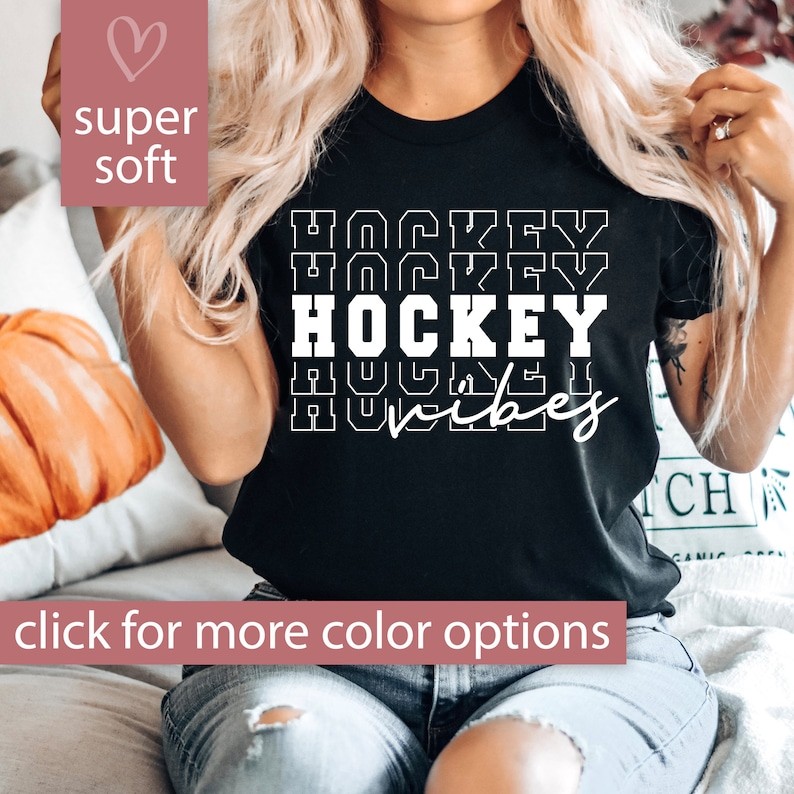 Hockey Shirt for Hockey Mom, Hockey Gift, Hockey Vibes Shirt for Women, Ice Hockey TShirt for Hockey