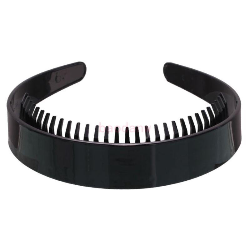 Ppy ที่คาดผมธรรมดาสีดําฟันลื่น Hairband ฟัน Grip ที่คาดผม