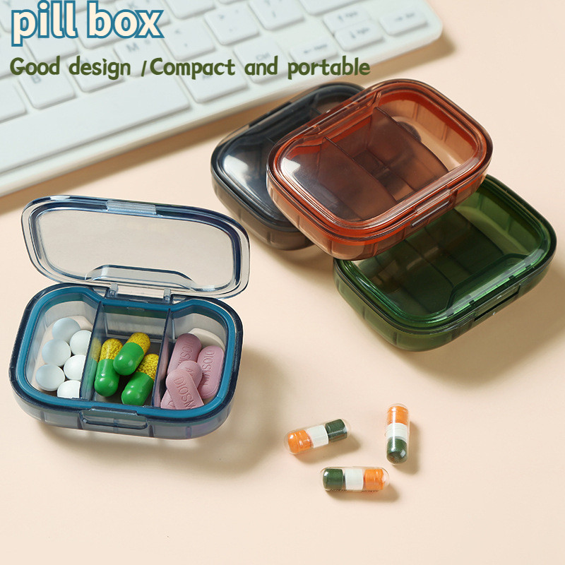 แบบพกพา MINI pill BOX, On-The-Go Morning, midday และ Evening ยากล่อง, 3ช่อง pill Storage และ Dispensing กล่อง让你小时06-06