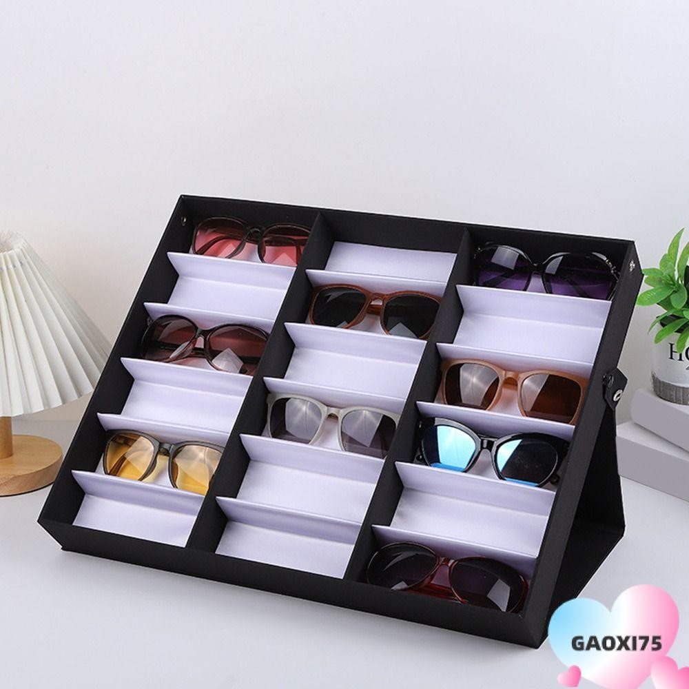 Goxi75 18 กริดแว่นตาถาดทนทานขาตั้งแว่นตา Organizer กล่อง