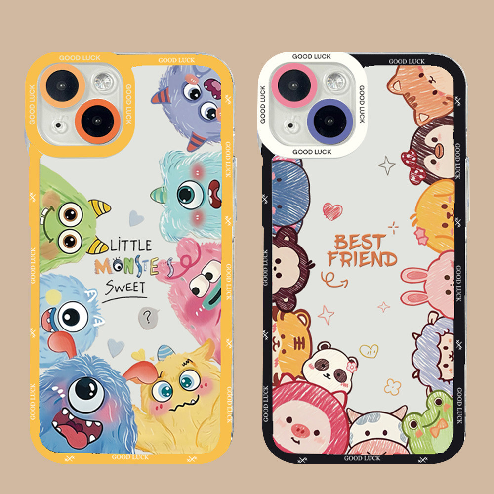 น่ารักสีลูกกวาด Little Monster สําหรับ Samsung S25 S24 S23 Ultra S22 S21 S20 Plus A73 A72 A02S A03S S21 S20 S23 FE หมายเหตุ 20 Ultra Soft Clear ฝาหลัง