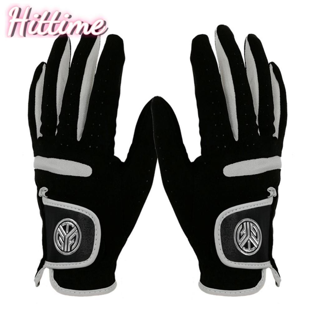Hittime 1PC ผู้ชายกอล์ฟผ้าไมโครไฟเบอร์ Breathable ทนต่อการสึกหรอถุงมือกีฬา Distinguish ระหว่างซ้ายและขวามืออุปกรณ์กอล์ฟ B1N5