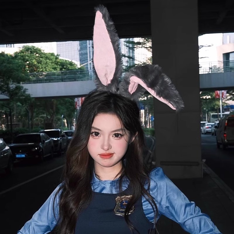 Judy ตํารวจเจ้าหน้าที่กระต่ายหูคาดศีรษะ Disney แถบคาดศีรษะคอสเพลย์กระต่ายสาวตุ๊กตาน่ารักสวนสนุก Headwear - รูปที่ 3
