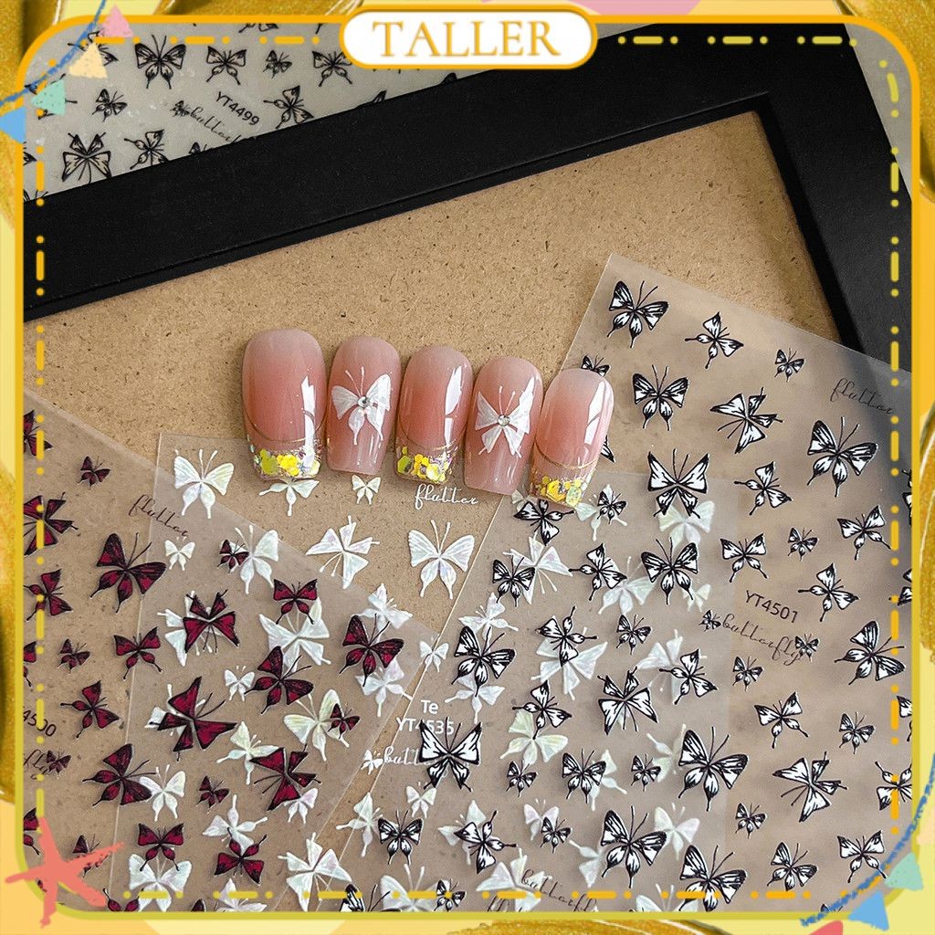 พร้อมส่ง สติกเกอร์ติดเล็บลายผีเสื้อเปลือกหอยสีสันสดใส สติกเกอร์ตกแต่งเล็บรูปผีเสื้อสำหรับนักเรียนหญิง อุปกรณ์ทำเล็บสำหรับร้านทำเล็บ TALLER