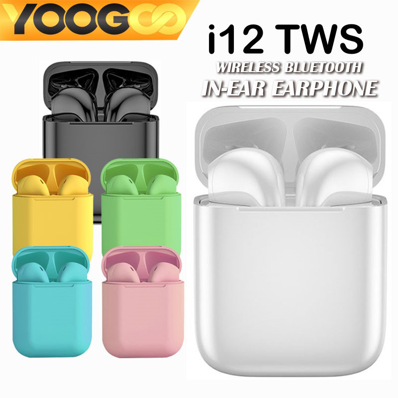 YOOGOO Tws i12 หูฟังบลูทูธไร้สาย สําหรับเล่นกีฬา Bluetooth Inpods Headphone Earbuds สีสวย for Android Smart Phone