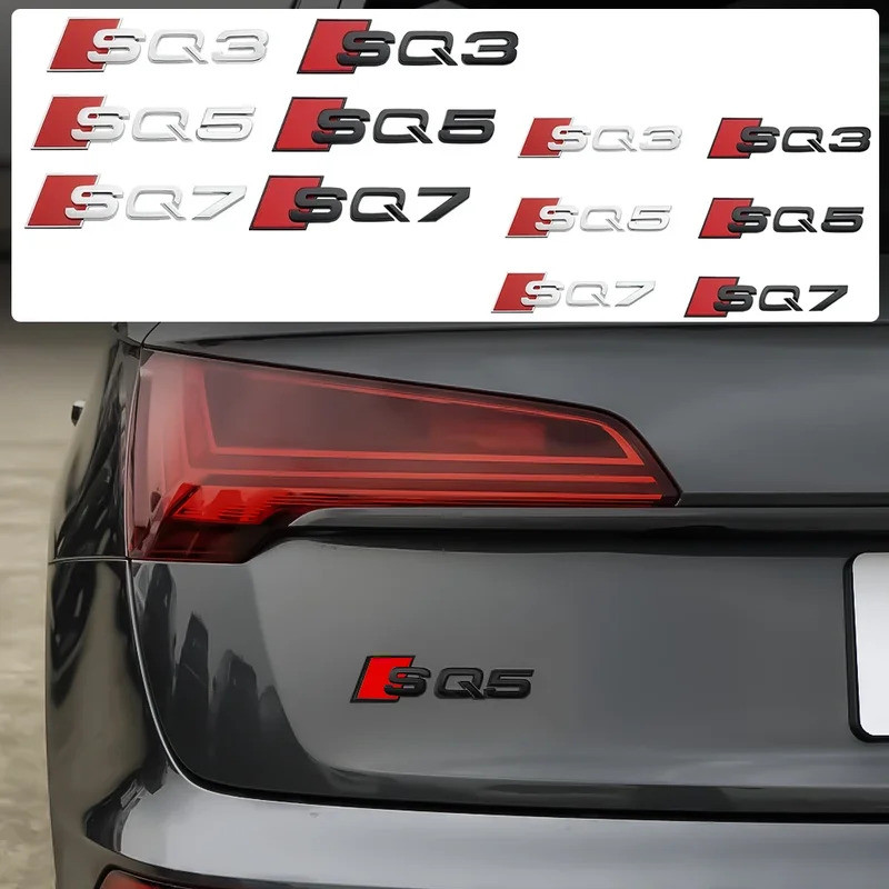1Pcs Car Styling 3D ABS Sticker Fender Side Body Decoration Trunk Decal For Audi SQ3 SQ5 SQ7 RSQ3 RS