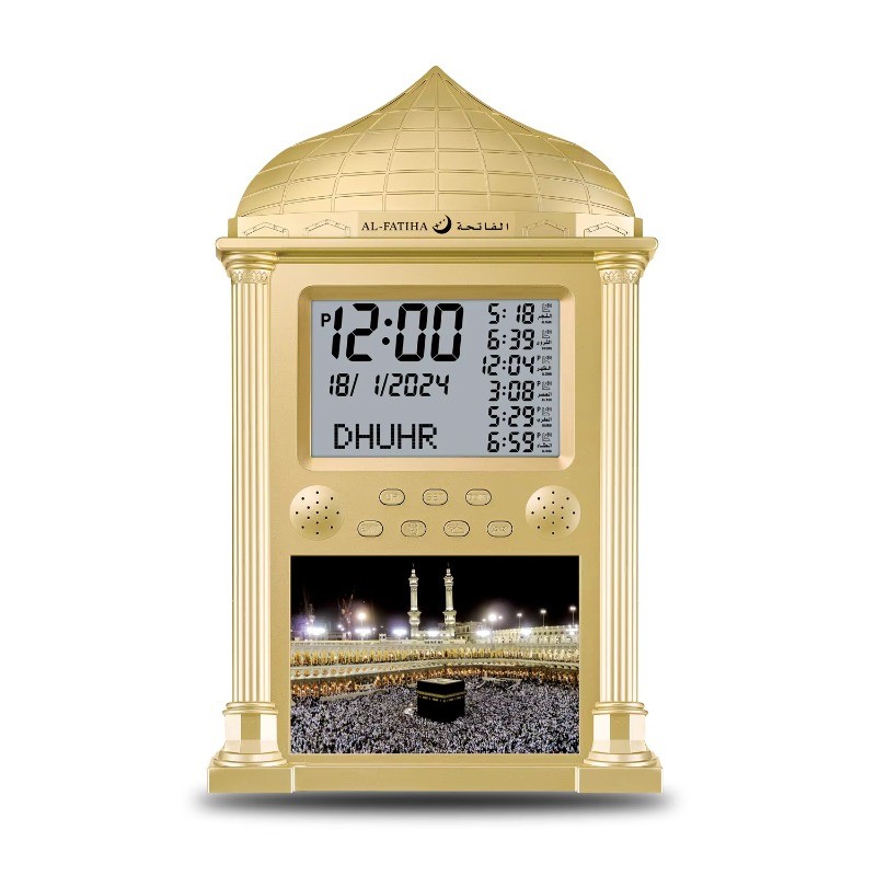 มุสลิมอิสลามมีสไตล์ Azan Adhan สวดมนต์เตือนนาฬิกาปลุกมัสยิดนาฬิกาแขวนเวลาสวดมนต์ Hijri ดิจิตอล LED Azan