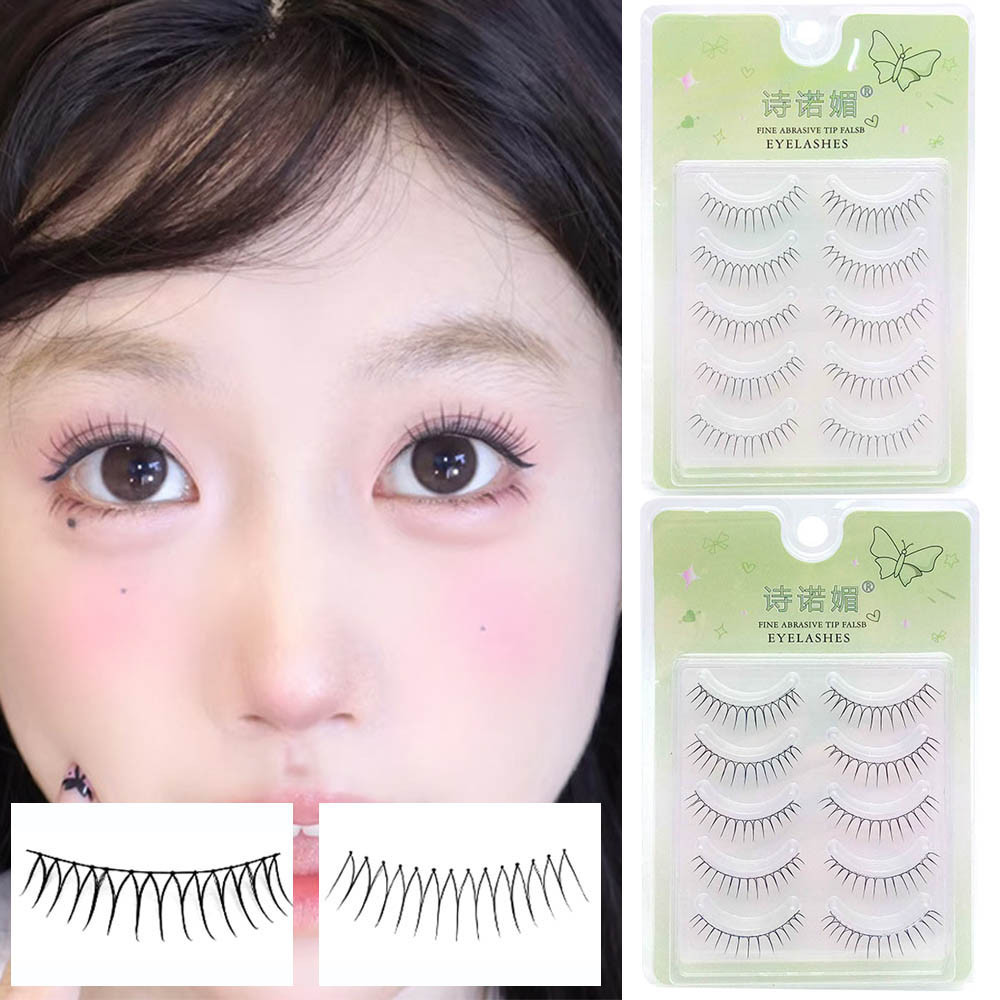 Lash Extension Natural Wispy U-shaped Clear Stem False Comic นํากลับมาใช้ใหม่ได้