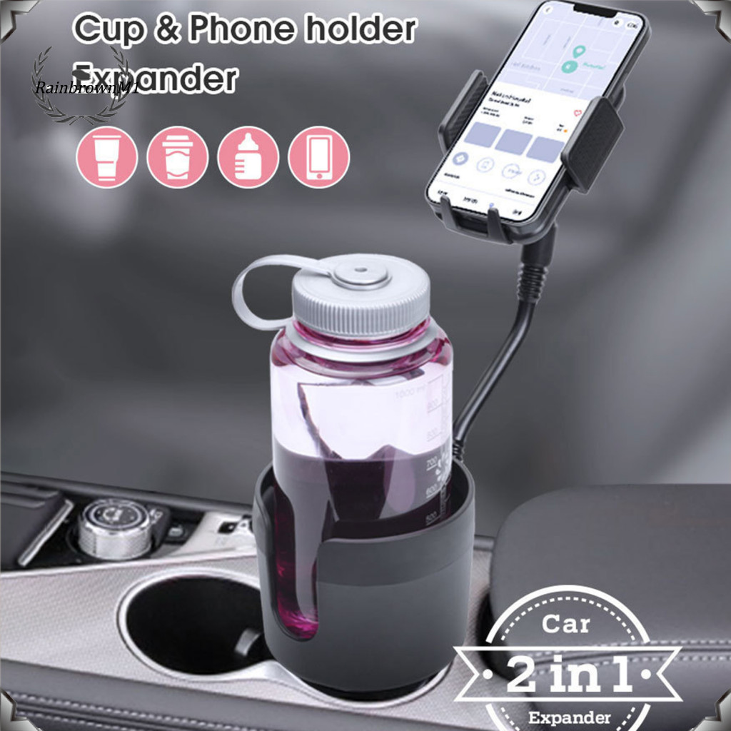 [Rm] ที่วางโทรศัพท์ในรถมัลติฟังก์ชั่ที่วางแก้วน้ําในรถสากลที่วางโทรศัพท์ในรถ 2 1 พร้อมคอยาวและหมุนได