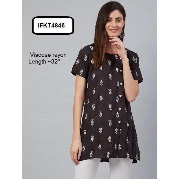 DEBAYU Size S Anubhutee ยี่ห้อการออกแบบชาติพันธุ์สั้น Kurti เสื้อ Tunic Top