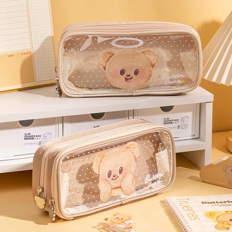 (ButterBear X Deli) กล่องดินสอ กระเป๋าดินสอ กระเป๋า2ชั้น น้องหมีเนย บัตเตอร์แบร์ (มี 2 สี)