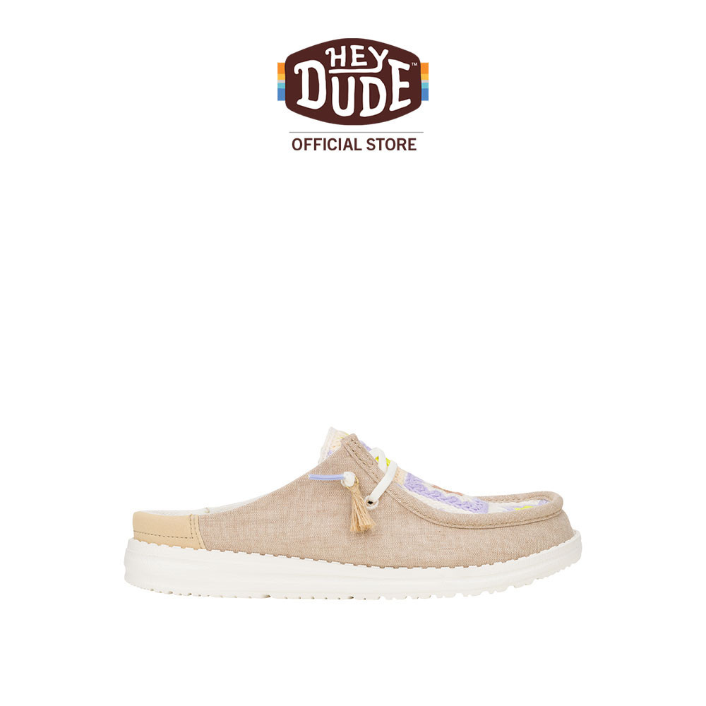 HEYDUDE รองเท้าลำลองผู้หญิง WENDY COTTAGE CROCHET SLIP รุ่น 43110-0NF - WOOD ASH/MULTI
