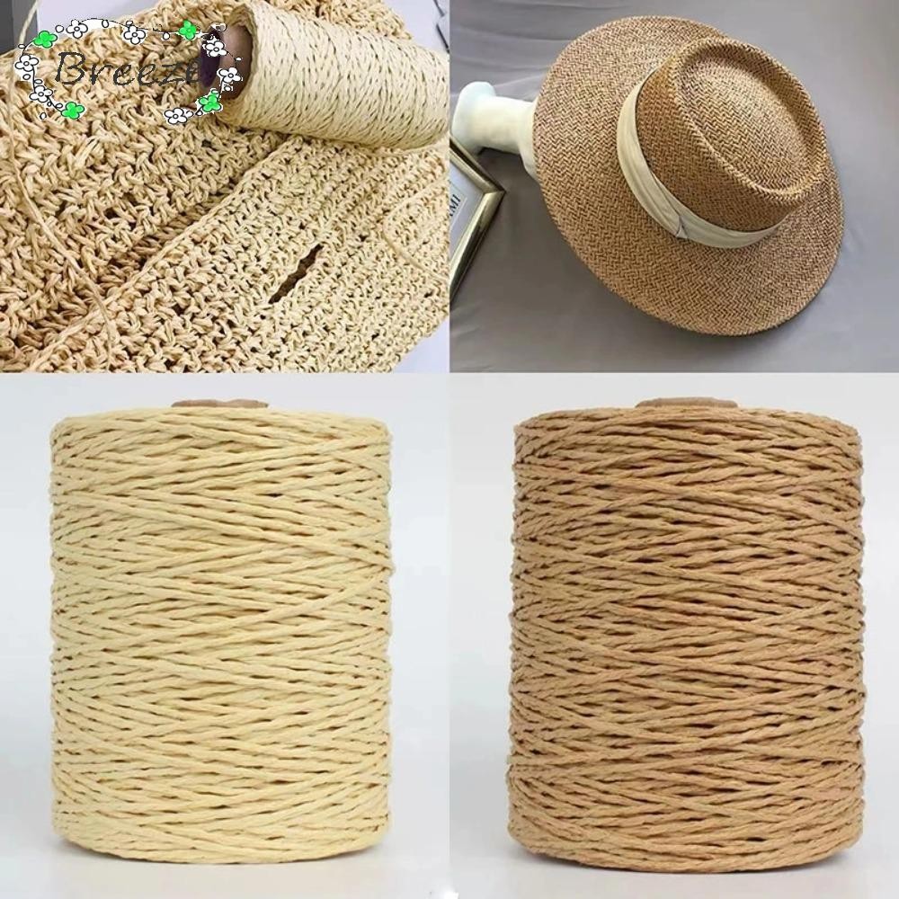 BREEZE 280-300 M/ม้วน Raffia เส้นด้ายฟาง, ด้ายที่มีสีสัน DIY ธรรมชาติ, ถักมือตะกร้าถักวัสดุโครเชต์หมวก