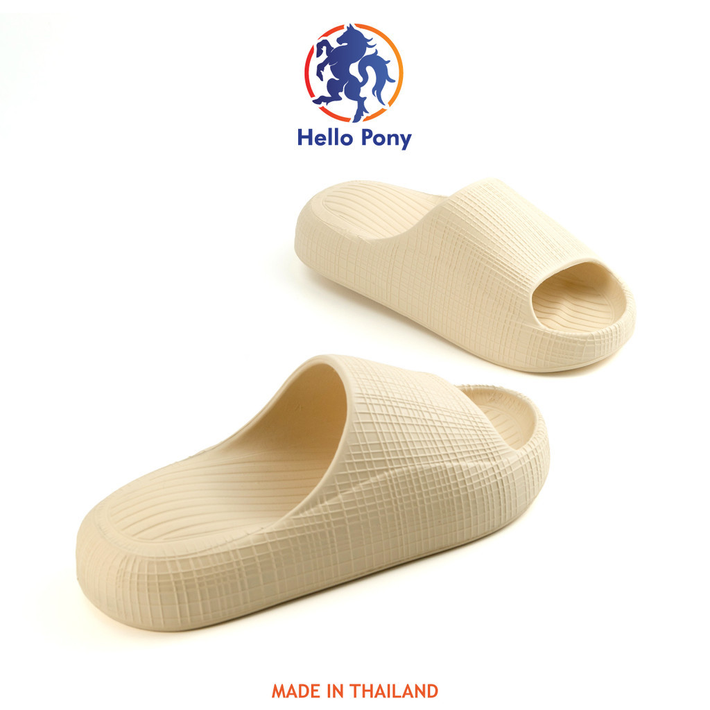 Hello Pony Unisex รองเท้าแตะลําลอง รองเท้ายางeva รองเท้สแตะ ใส่สบาย กันน้ำ กันลื่น MHM4013 ลายตาราง แฟชั่น