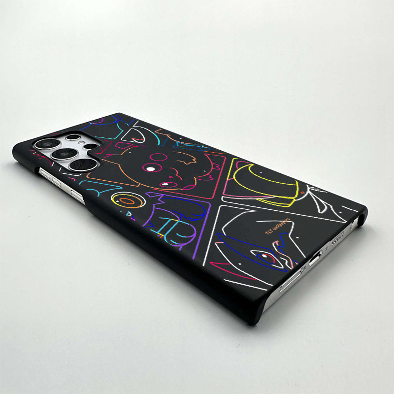 SAMSUNG สําหรับSamsung S25 Ultra S24 Ultra A56 S23 Pokemonเส้นที่มีสีสันUltra Thin Frosted Hardเคสโทรศัพท์S22 S21 FE S20 A55 A53 A16 A15 A33 A72 ฝาครอบกันกระแทก