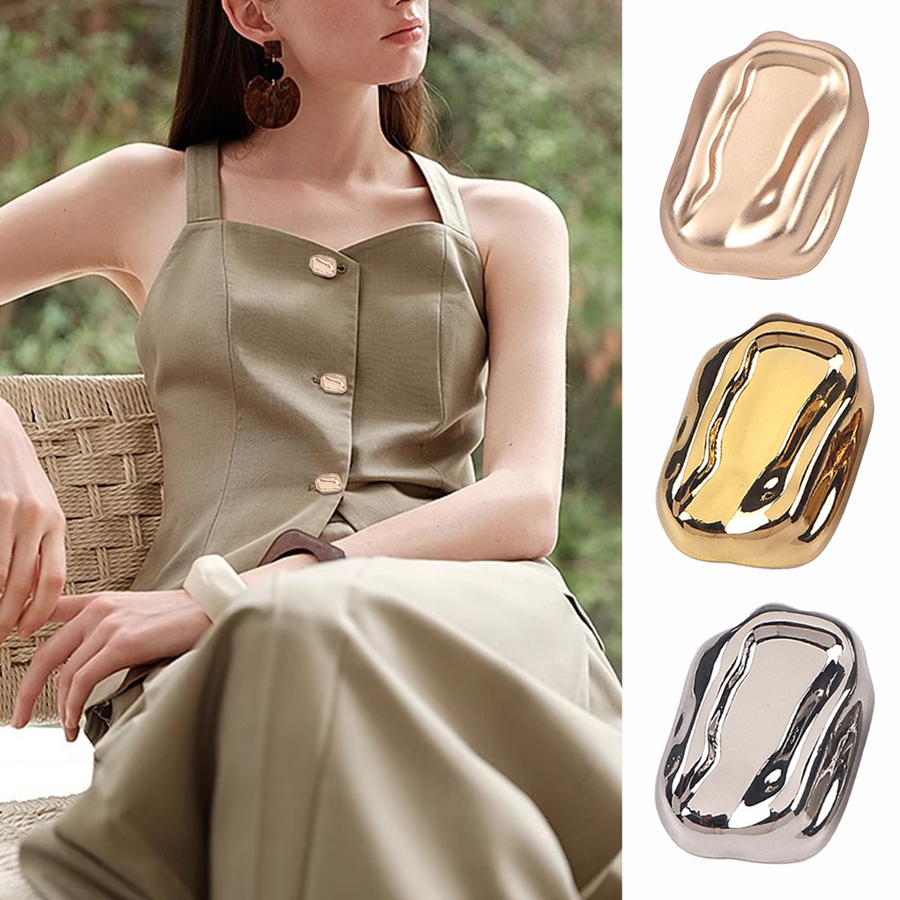 10ชิ้น1.8/2.5เซนติเมตรปุ่มโลหะเว้าสําหรับชุดเสื้อโค้ทสูท,ที่ไม่ซ้ํากันรูปร่าง ทําเอง ปุ่ม,ทองเงินหมอกทองแฟชั่นเย็บกระดุม