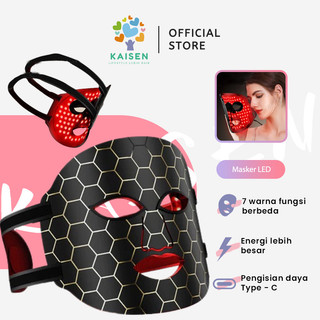 KAISEN Led Masker Silikon 7 Warna Led Mask Photon Therapy Alat Perawatan Wajah Pengisian Daya Masker Silikon Terapi Foton