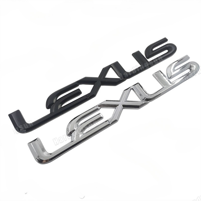 1 x ABS Black Chrome LEXUS Letter Logo Car Auto Decorative Emblem Badge Sticker Decal สําหรับ LEXUS