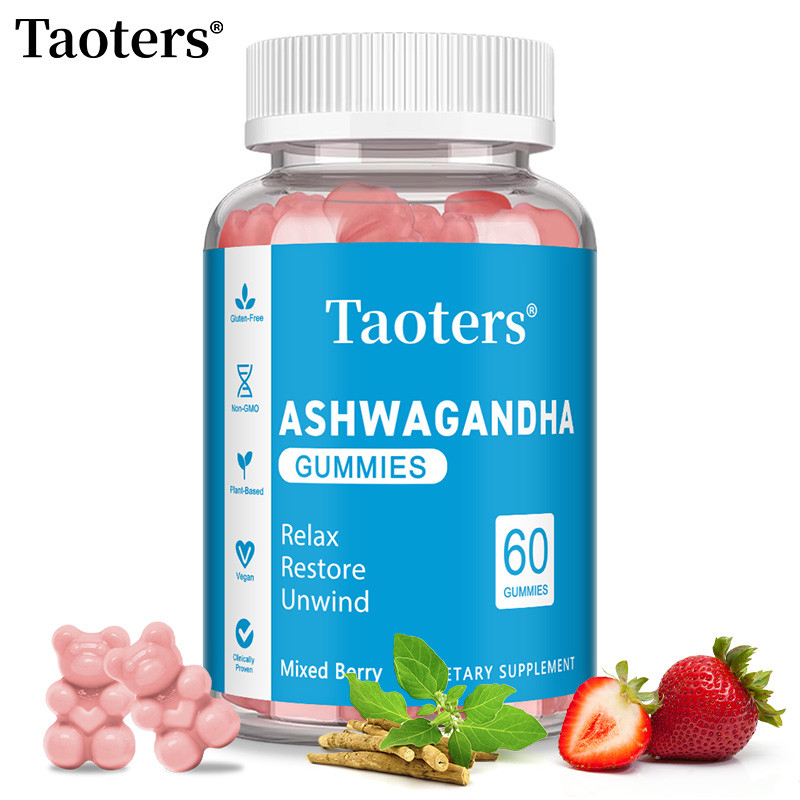 Taoters Ashwagandha Gummies, เพื่อผ่อนคลาย, การปรับปรุงหน่วยความจํา, คุณภาพการนอนหลับ, Gummies Nutri