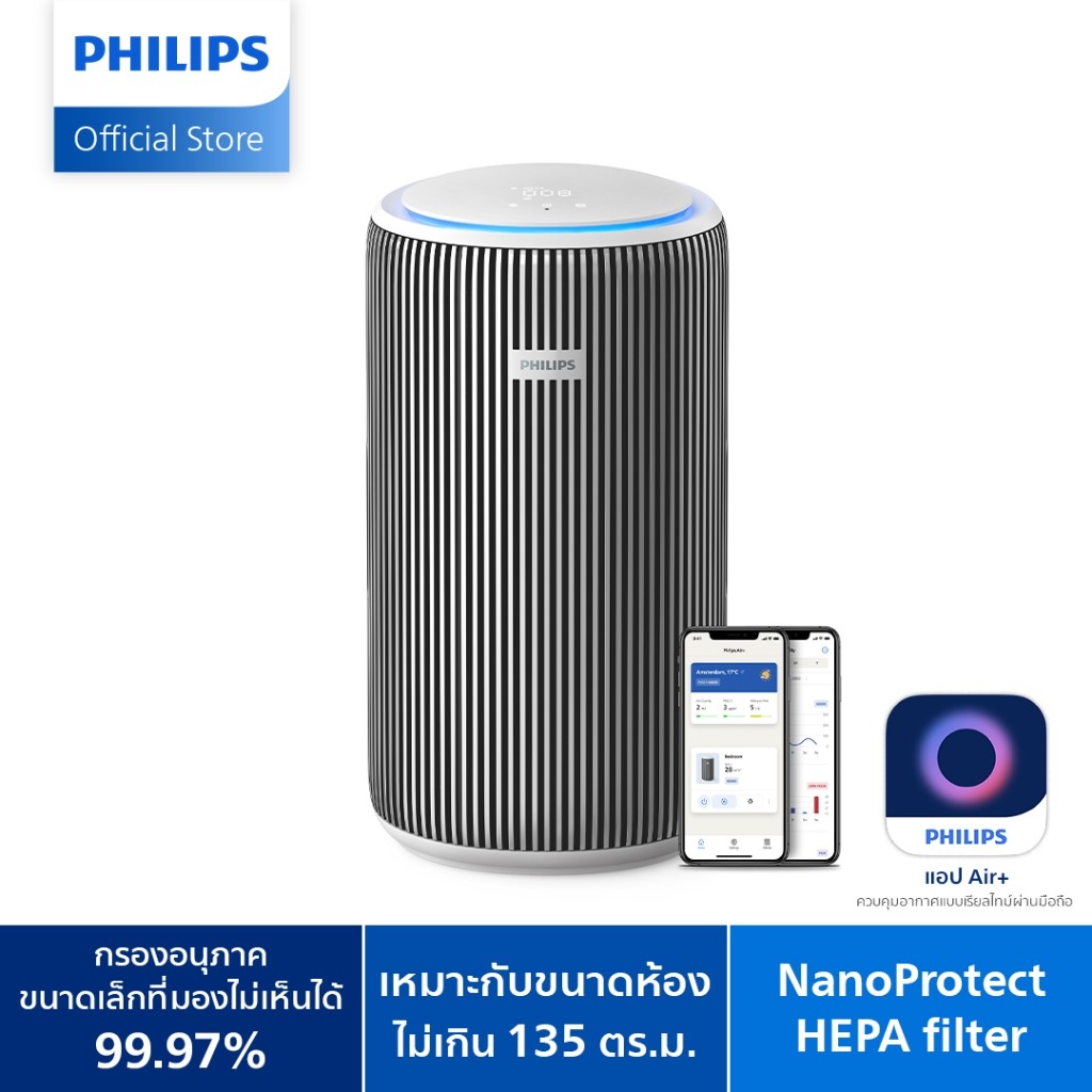 Philips AC3220/10 เครื่องฟอก อากาศ Air Purifier สำหรับห้องไม่เกิน 135 ตรม. CADR 520 ลบ.ม./ชม. รับประ