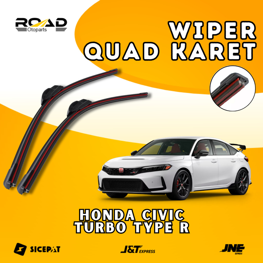 ที่ปัดน้ําฝน Quad ยาง 4 ชั้นสําหรับ Honda Civic Turbo Type R Frameless Quad Blade รุ่น 4 ยาง 1 ชุดซ้