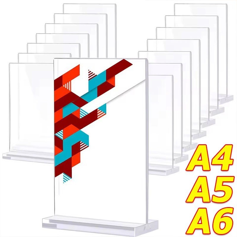 A6/A5/A4 โปสเตอร์อะคริลิคใสผู้ถือเมนู/สองด้าน Ad กรอบ Photo Rack/ร้านอาหารเดสก์ท็อปป้ายขาตั้งจอแสดงผล