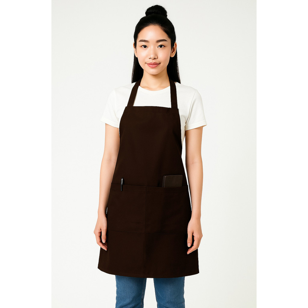 ผ้ากันเปื้อนเต็มตัว แบบคล้องคอปรับเลื่อนได้ กระเป๋าใหญ่แบ่งครึ่ง (ติดซิป/ไม่ติดซิป) สำหรับผู้ใหญ่ | มี 9 สี | ผลิตในไทย - รูปที่ 5