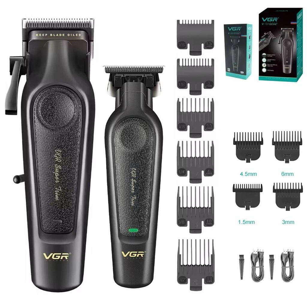 VGR Professional Hair Clipper DLC Blade Low Noise Cordless Ceramic Blade Hair Cutting Machine Men's 