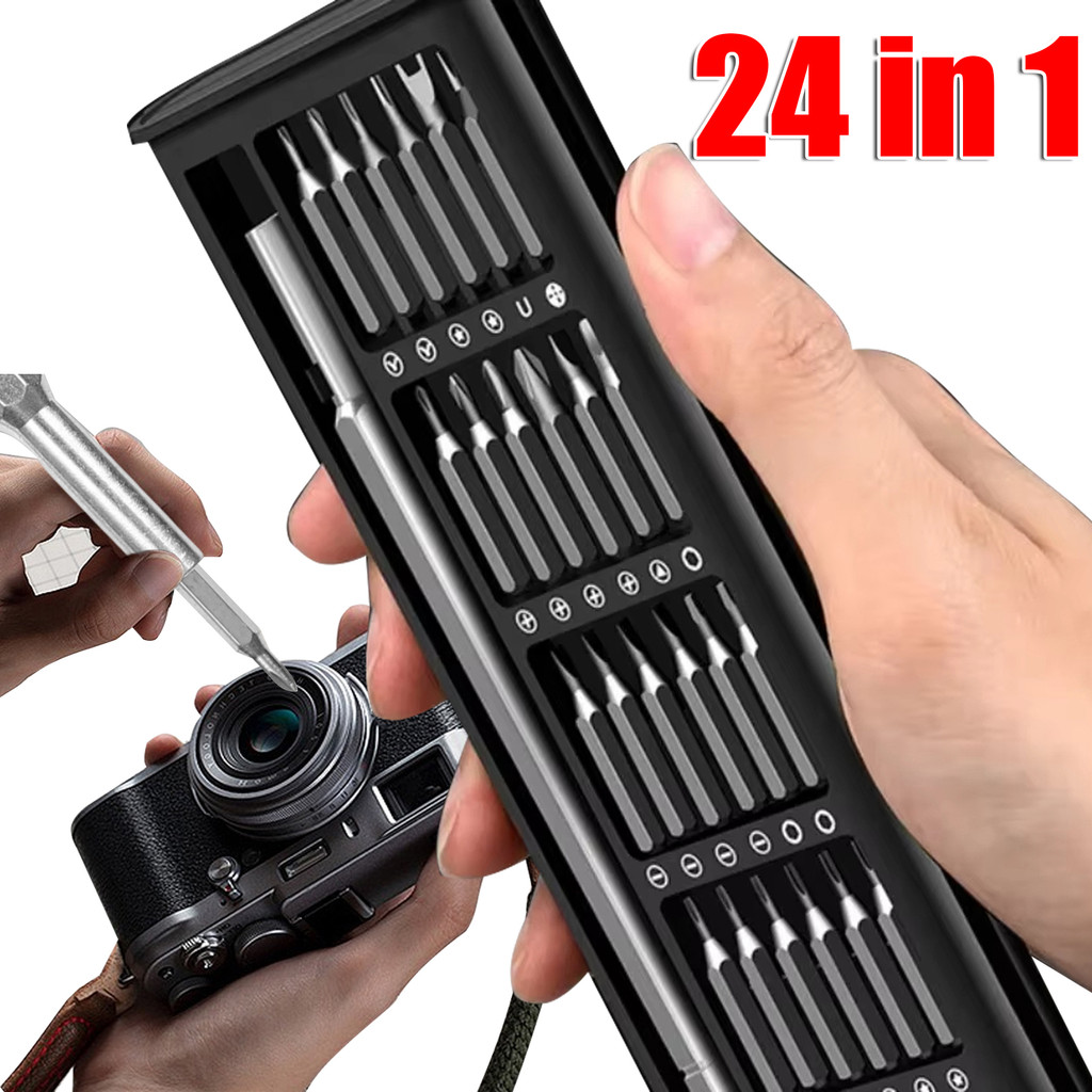 ชุดไขควงแม่เหล็กมืออาชีพ 24 ชิ้น | เครื่องมือซ่อมโทรศัพท์พร้อมบิต T/Torx/Y-Type, ชุดเครื่องมือซ่อมแซมเหล็กคาร์บอนสําหรับโทรศัพท์/พีซี/กล้อง, รวมเคสแบบพกพา