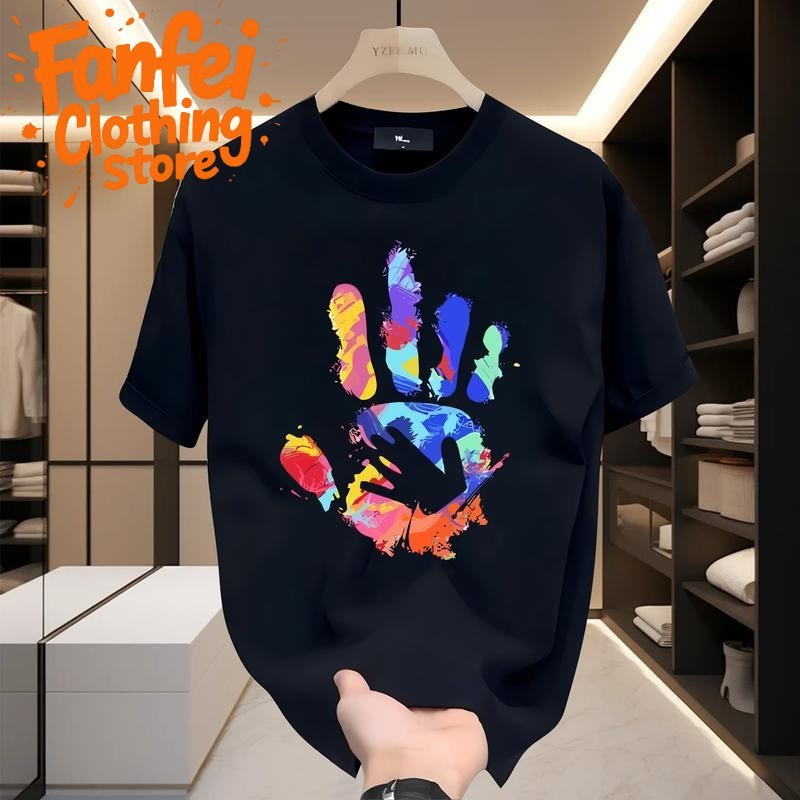 (24 ชั่วโมง)Fanfei 🚀FASHION FRONT แฟชั่นลำลอง เสื้อยืดแขนสั้นผ้าคอตตอนแท้ แบรนด์แฟชั่น คอกลมหลวม ท็อปส์ซูอเนกประสงค์