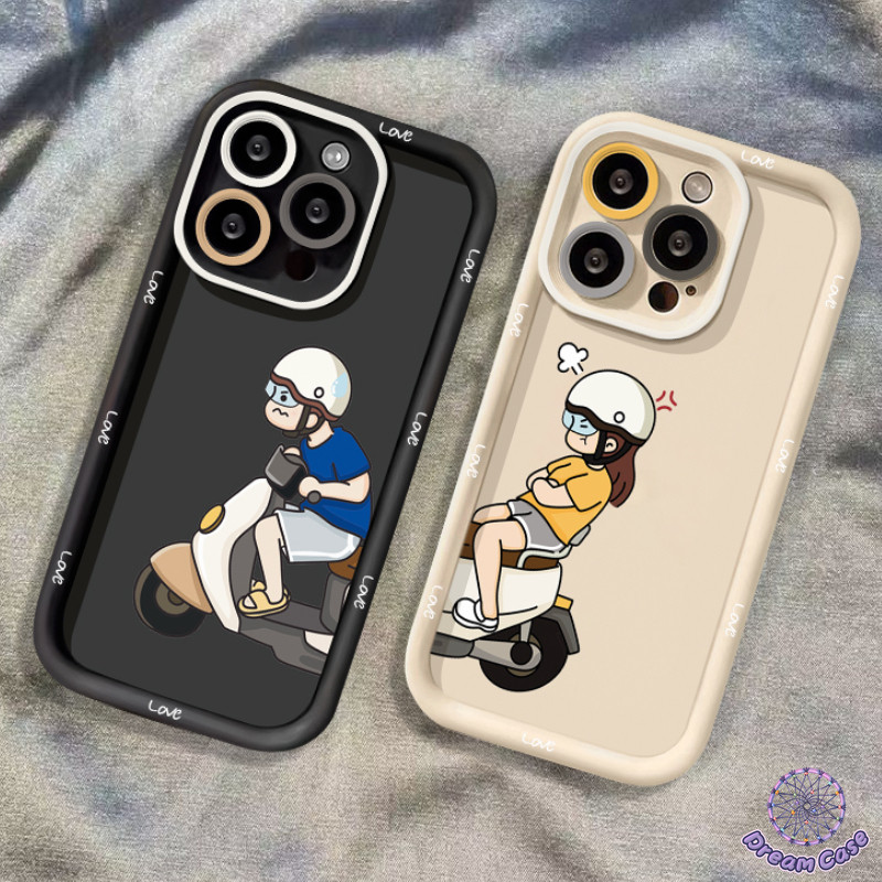 คู่รักการ์ตูนน่ารักเด็กหญิงขี่จักรยานอ่อน เคส Oppo A18 A54 A53 A16 A77 A17 A57 A38 A15 A7 A3s A12 A58 A17K A33 A35 A78