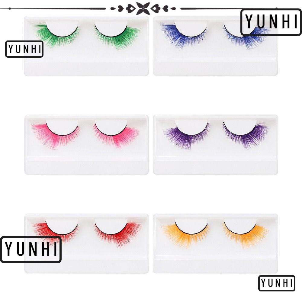Yunhi ขนตาปลอมสีสันสดใส 1 คู่, คอสเพลย์ปาร์ตี้ Masquerade Cat Eye Eyelashes, สีเขียวนุ่มปุยละครดูขนตาสําหรับ Cosplay Party Stage