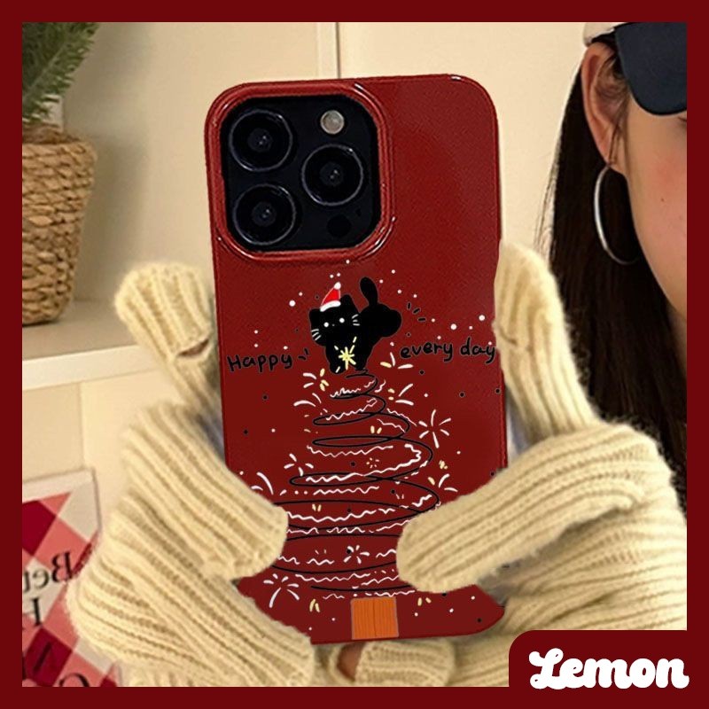 น่ารักins Black Cat Christmas Treeเคสโทรศัพท์นุ่มสําหรับIphoneกรณี16Promax 15 15promax 14promax 13pro 13promax 11 12promax XR 7plus