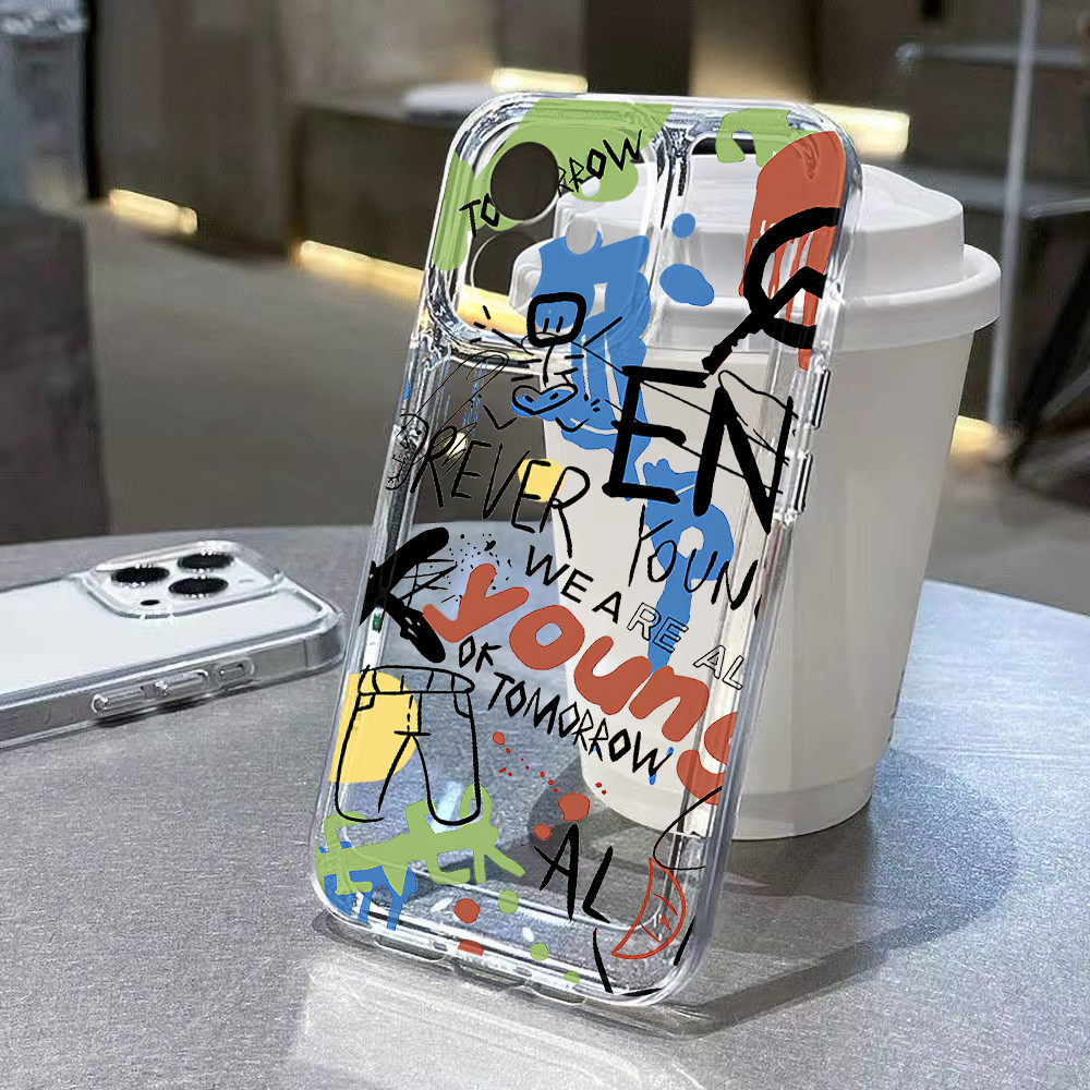 Graffiti ใช้กับ เคสไอโฟน เคสไอโฟน13 เคสไอโฟน11 16 15 13 14 14plus 15 pro max 12 13pro นิ่มกันกระแทก 