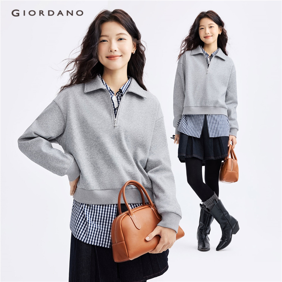 GIORDANO WOMEN Small shimmer fleece-lined sweatshirt 18324808