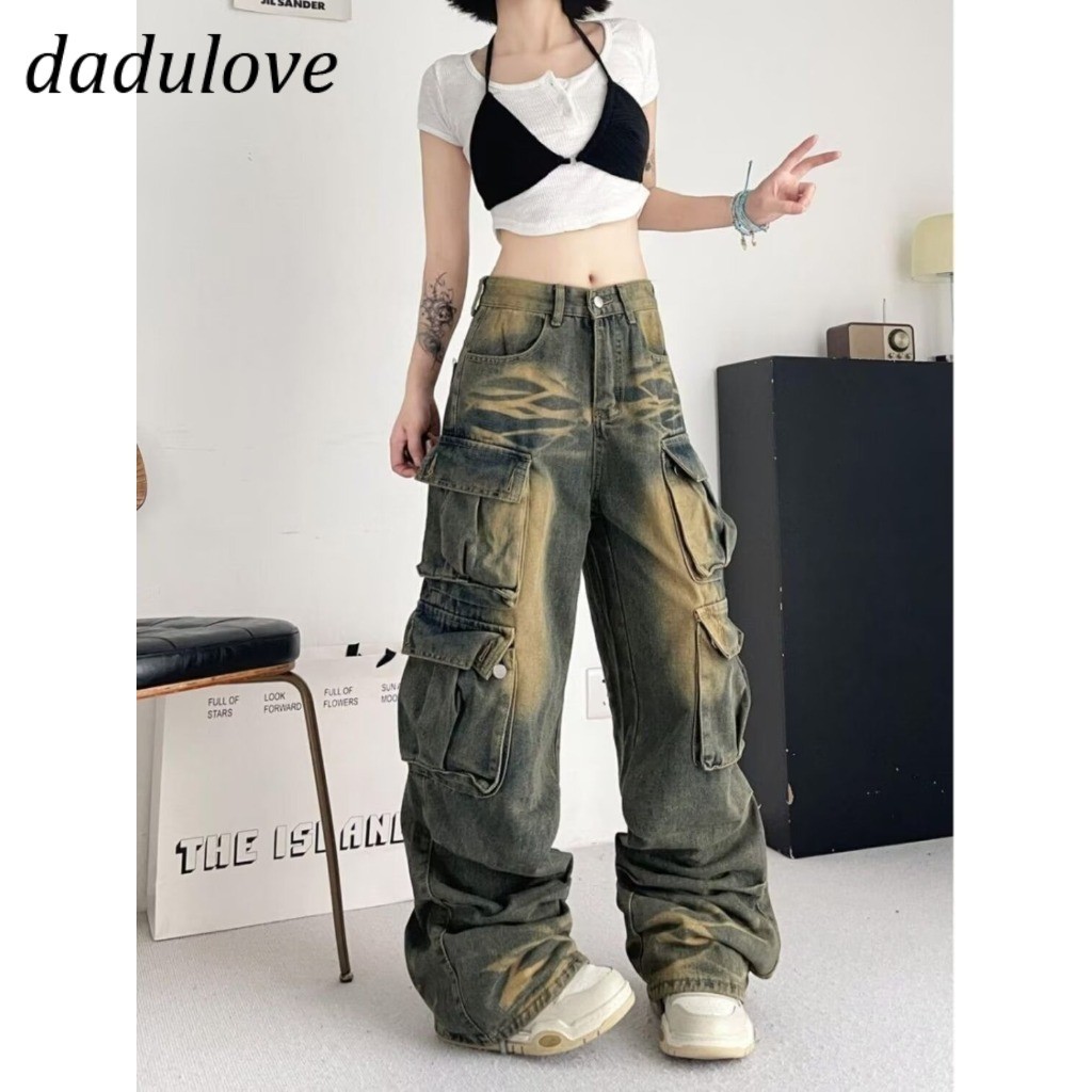 DaDulove New American Style Ins High Street Hip Hop Jeans Niche High Waist Loose Wide Leg Pants plus Size Trousers