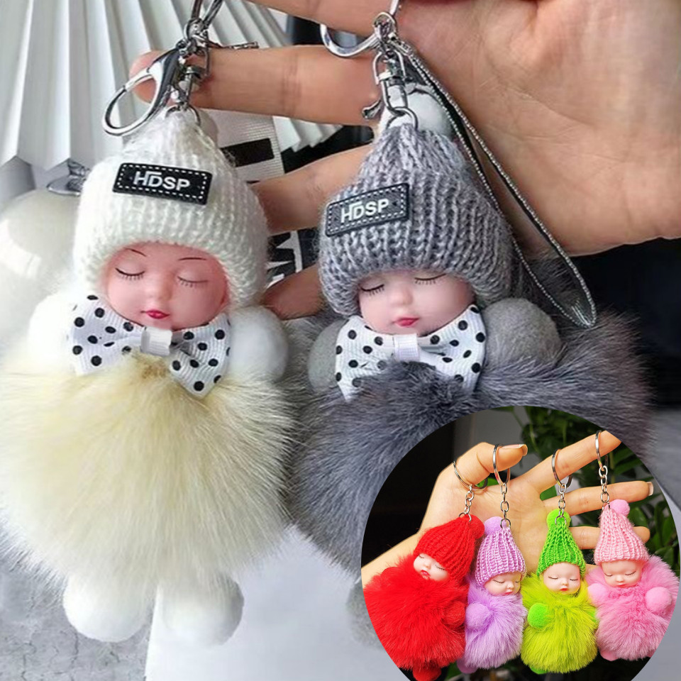 Annapink.th Sleeping พวงกุญแจเด็กน่ารัก Fluffy ตุ๊กตาพวงกุญแจผู้หญิงสาวกระเป๋าจี้รถ Key แหวนกระเป๋าเป้สะพายหลังตกแต่งของขวัญ EN