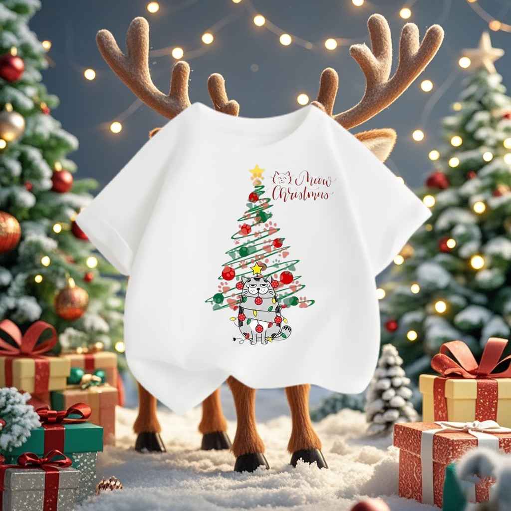 (จัดส่งตลอด 24 ชั่วโมง)KIDS PRINCESS เสื้อยืด Merry Christmas เสื้อยืดคริสต์มาสเด็กแขนสั้น สีแดงน่ารัก F230