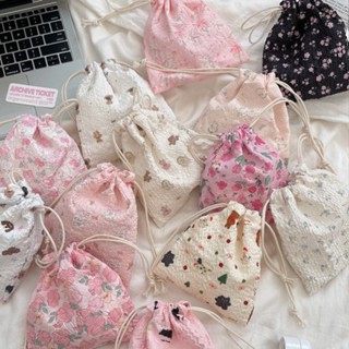 น่ารักการ์ตูนหมีเชอร์รี่ดอกไม้ เชือกรูด กระเป๋าจิปาถะออแกไนเ…