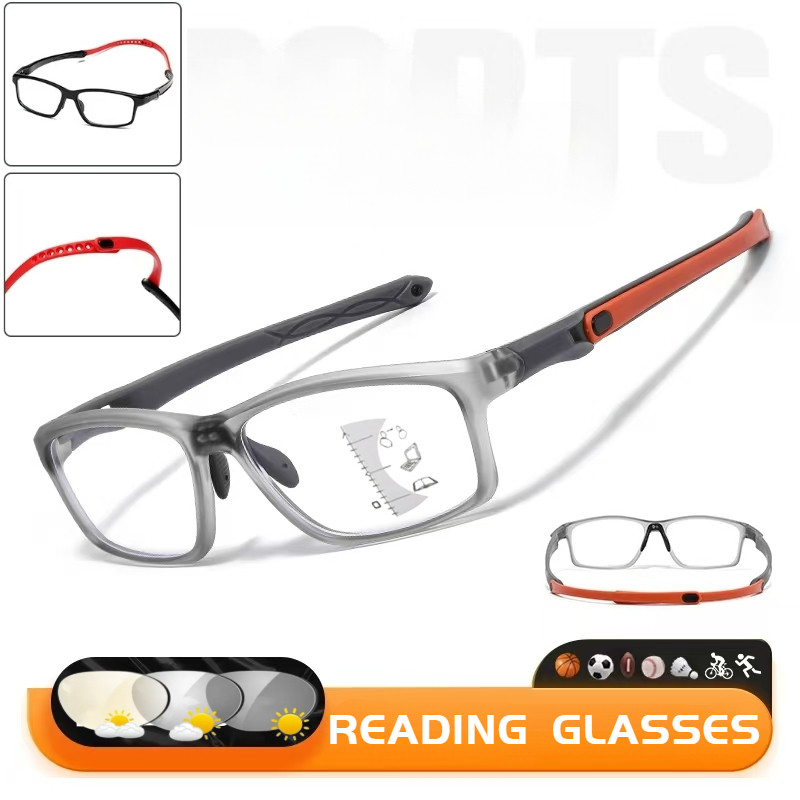 สะดวก Anti Slip Active Anti Rad แว่นตาอ่านหนังสือ Photochromic Multifocal Progressive แฟชั่นเกรดขี่จ