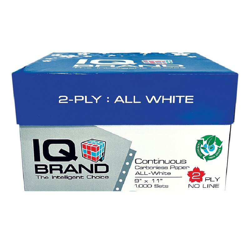 IQ กระดาษต่อเนื่องเคมี 2ชั้น สีขาว ขนาด 9x11"