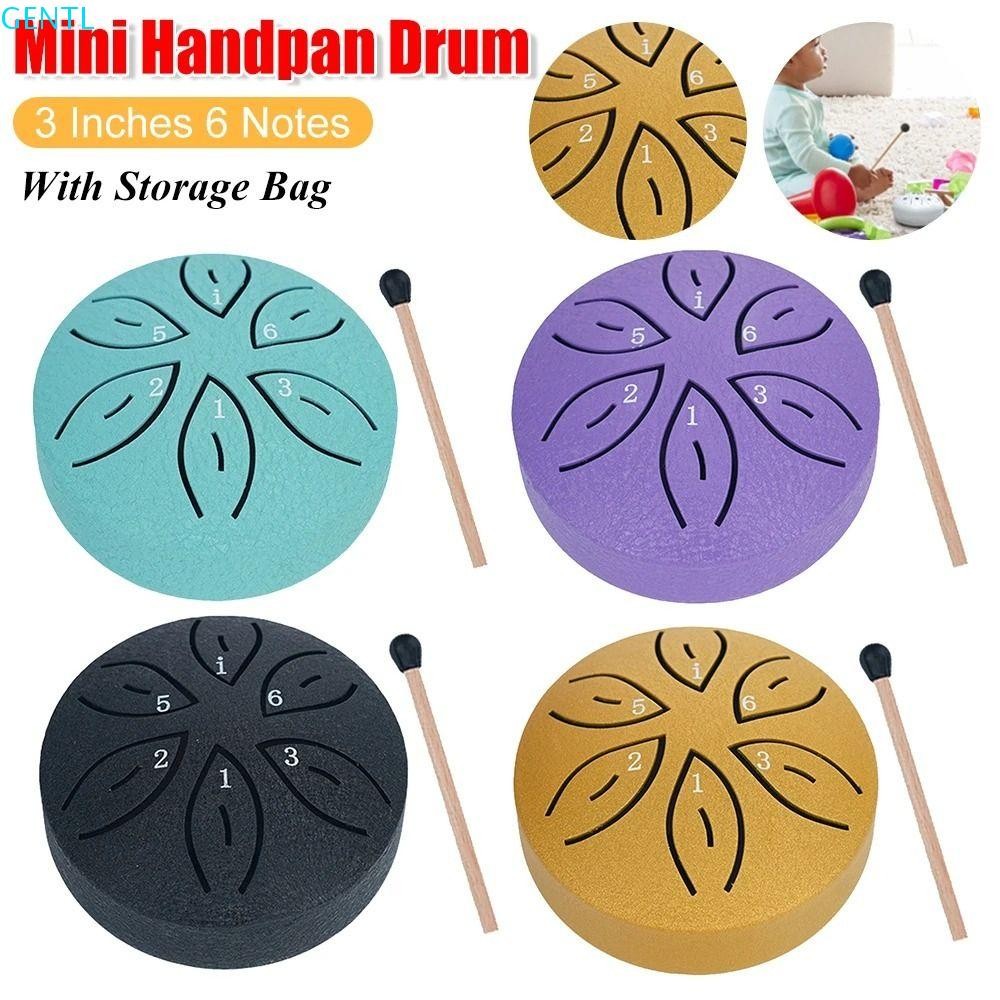 Gentl Mini Hand Pan Drums, 6-Tone Multicolor Steel Tongue Drum Set, Children Percussion Hollow Portable 3 นิ้ว Ethereal Drum Camping