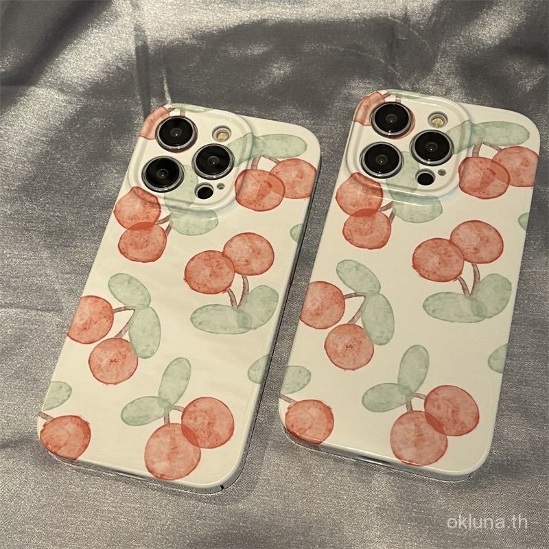 เคสโทรศัพท์ซัมซุงเคสแข็ง INS สีอ่อนสไตล์เชอร์รี่เหมาะสำหรับ A55 A53 A13 A14 S21 S22 S23 S24 ultra S23 PLUS A12 A23 A24 M12 A11เปลือกกันกระแทก