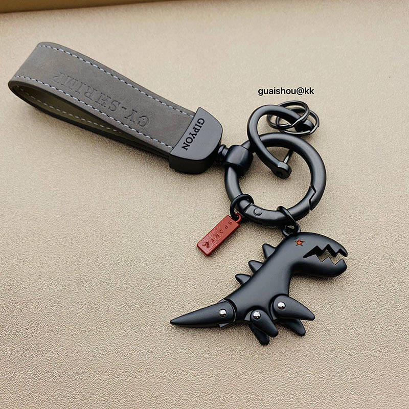 Suede Alloy Dinosaur Advanced Car Key Ring Pendant Creative Personality Key Chain Circle Pendant Couple Men bjak