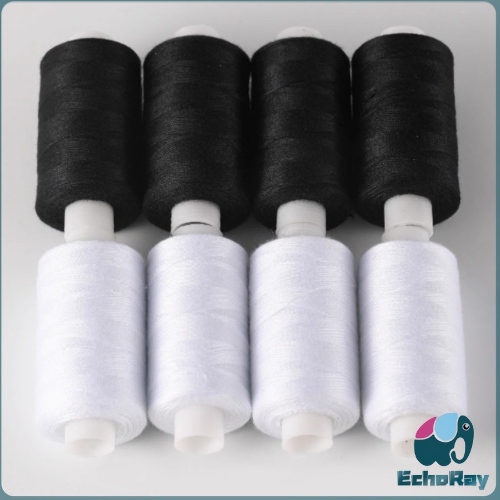 E.R ด้ายเย็บผ้า 40/2 (โพลีเอสเตอร์) สีดำกับสีขาว ด้ายจักรเย็บผ้า เครื่องมือเย็บผ้า DIY ความยาว 500 m Sewing thread